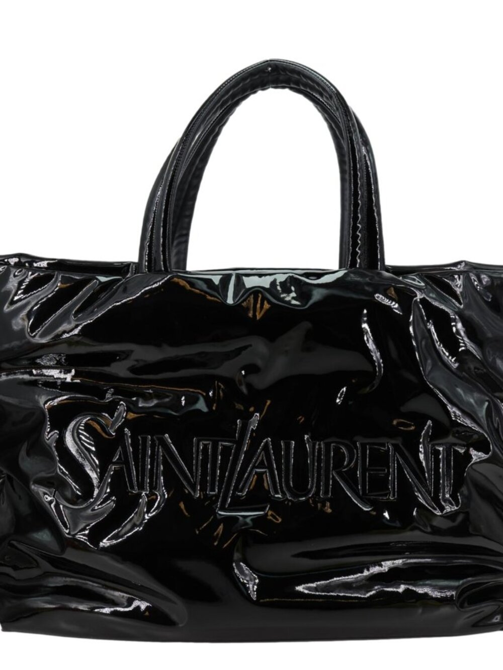 Yves Saint Laurent  Maxi Patent Leather Tote Bag Black